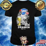 Ben Drankin Since 1776 4th of July Benjamin Franklin USA Flag T-Shirt