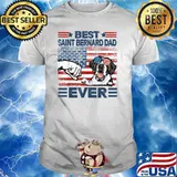 Best Saint Bernard Dad Ever American Flag Dog Sunglasses Father's Day T-Shirt