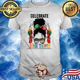 Celebrate Independence Black Women Messy Bun Juneteenth T-Shirt