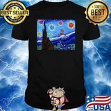 Dungeons Van Gogh Starry Night D20 Dragons T-Shirt