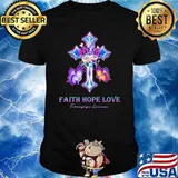 Faith Hope Love Fibromyalgia Awareness Butterfly Cross Shirt