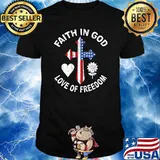 Faith In God Love Freedom American Flag Flower for Christians T-Shirt