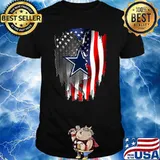 Father's day Dallas Cowboy Flag football USA Flag T-Shirt