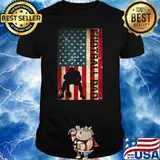 Football Dad Fathers Day American Flag T-Shirt