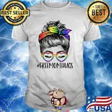 Freemomhugs Hashtag Free Mom Hugs Messy Bun Hair LGBTQ Ally T-Shirt
