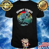 Grampysaurus T Rex Dinosaur Sunglasses American Flag Vintage T-Shirt