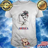 Guitar girl tattoos america strong woman shirt