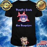Hampton Beach New Hamp Shire Patriotic USA Flag Whimsy Shark T-Shirt