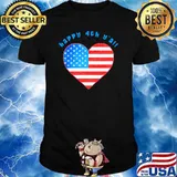 Happy 4th Y'all American Flag Heart Fourth of July T-Shirt