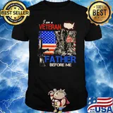I Am A Veteran Like My Father Before Me American Flag Gun Shirt