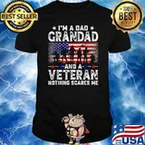 I'm A Dad Grandad And A Veteran Nothing Scares Me Father's Day American Flag T-Shirt