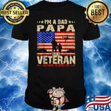 I'm A Dad Papa And A Veteran Nothing Scares Me American Flag T-Shirt