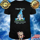 I wear blue for diabetes awareness faith hoe love gnome shirt