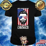 Just a Regular Dad Trying Not To Raise Liberals Father's Day Sunglasses american flag shirt