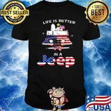 Life of better in a Jeep american flag snoopy shirt