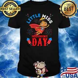 Little Miss Independence July 4th Patriotic Toddler Girl Fireworks T-Shirt