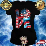 Love My America Sunflower 4th July Patriotic T-Shirt Ladies tee