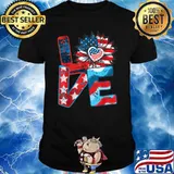 Love My America Sunflower 4th July Patriotic T-Shirt