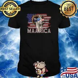 Maarica American Flag Goats Lovers 4th Of July T-Shirt