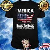 Merica Back To Back World War Champs American Flag Wall T-Shirt