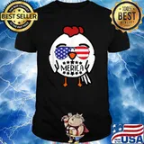 Merica Funny Farm Chicken Sunglasses USA Flag 4th Of July T-Shirt