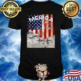 Merica Mount Rushmore American Flag Sunglasses 4th of July T-Shirt