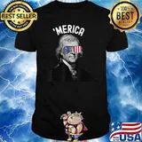 Merica Proud American Funny July 4th President Sunglasses T-Shirt
