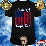 Nantucket Cape God Vacation Patriotic American Flag T-Shirt