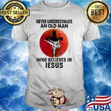 Never underestimate an old man who believes in jesus taekwondo blood moon shirt