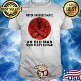 Never Underestimate An Old Man Who Plays Guitars Blood Moon Shirt