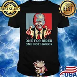 One for biden one for harris Trump Middle Finger Biden Harris Republican T-Shirt