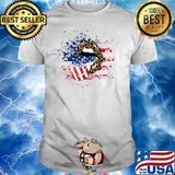 Patriotic Fourth of July American Flag Cheetah Lips T-Shirt
