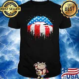 Patriotic Girl Mouth American Flag Shirt
