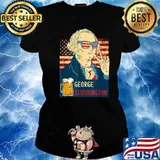 President Drinking USA George Washington George Sloshington T-Shirt Ladies tee
