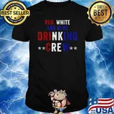 Red White and Blue Drinking Crew USA 4th Of July Shirt