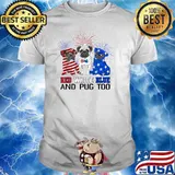 Red white blue and pug too American flag the 4th of July firework T-Shirt