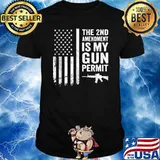 The 2nd Amendment Is My Gun Permit - Gun Rights Flag T-Shirt