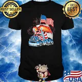 Trucker Firework American Flag Shirt