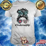 Truckers wife life woman sunglasses american flag shirt