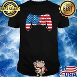 VIDEO GAMER American Freedom USA Flag 4th of july T-Shirt