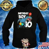10th Birthday Boy 10 Years Old Dinosaur Saurus T Rex Lover Shirt Hoodie