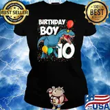 10th Birthday Boy 10 Years Old Dinosaur Saurus T Rex Lover Shirt Ladies tee