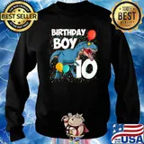 10th Birthday Boy 10 Years Old Dinosaur Saurus T Rex Lover Shirt Sweater