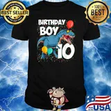 10th Birthday Boy 10 Years Old Dinosaur Saurus T Rex Lover Shirt