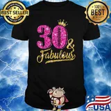 30 & Fabulous 30th Birthday golden crown pink T-Shirt