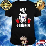 Abe Drinkin Lincoln Sunglasses American Flag T-Shirt