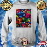 Abstract Dark Colorful Blending Squares Shirt Sweater