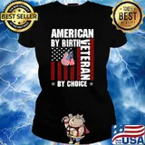 American by rirth veteran by choice tag flag s Ladies tee