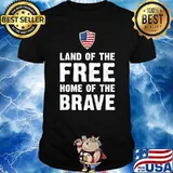 American Flag Shield Land of the Free Home of the Brave Premium Shirt