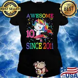 Awesome Unicorn Birthday 10 Year Old Since 2011 Shirt Ladies tee
